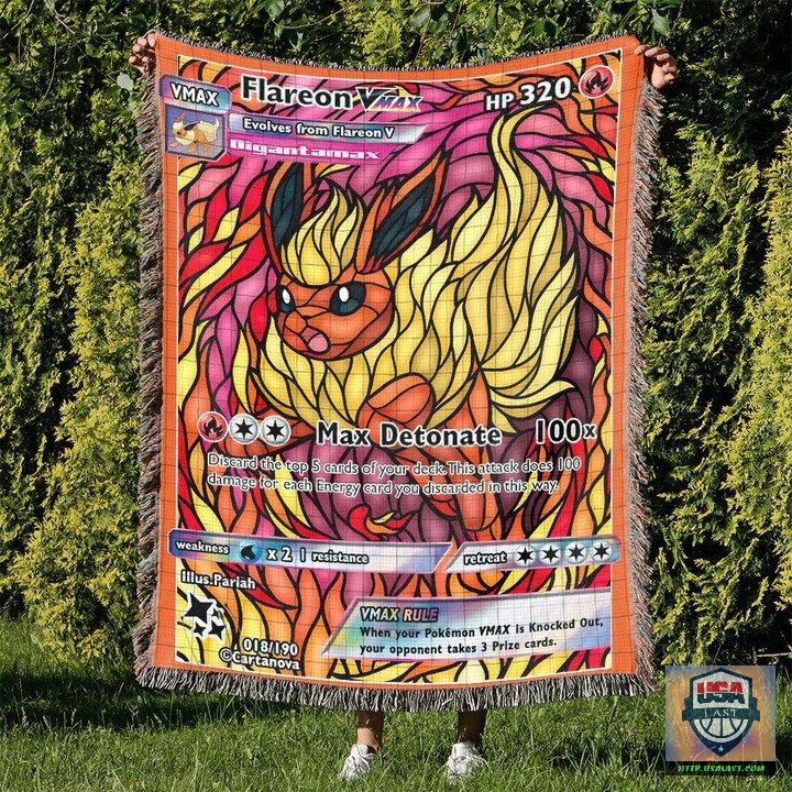 Pokemon Flareon Stain Glass Custom Woven Blanket