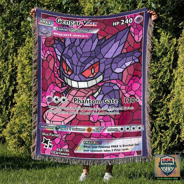 Pokemon Gengar Vmax Stain Glass Custom Woven Blanket