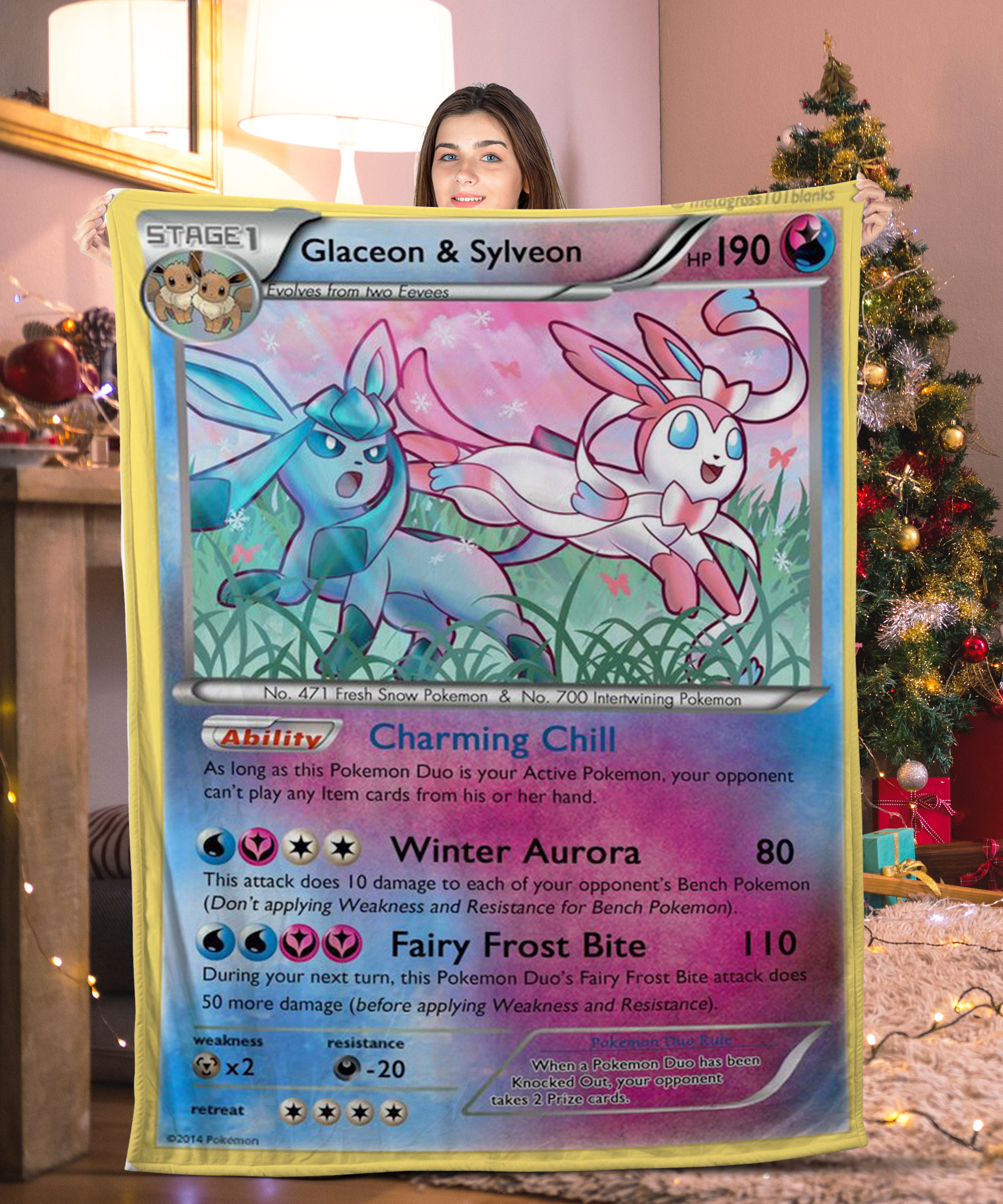 Pokemon Glaceon & Sylveon Pokemon Card Blanket