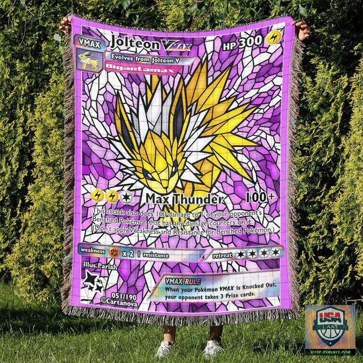 Pokemon Jolteon Stain Glass Custom Woven Blanket