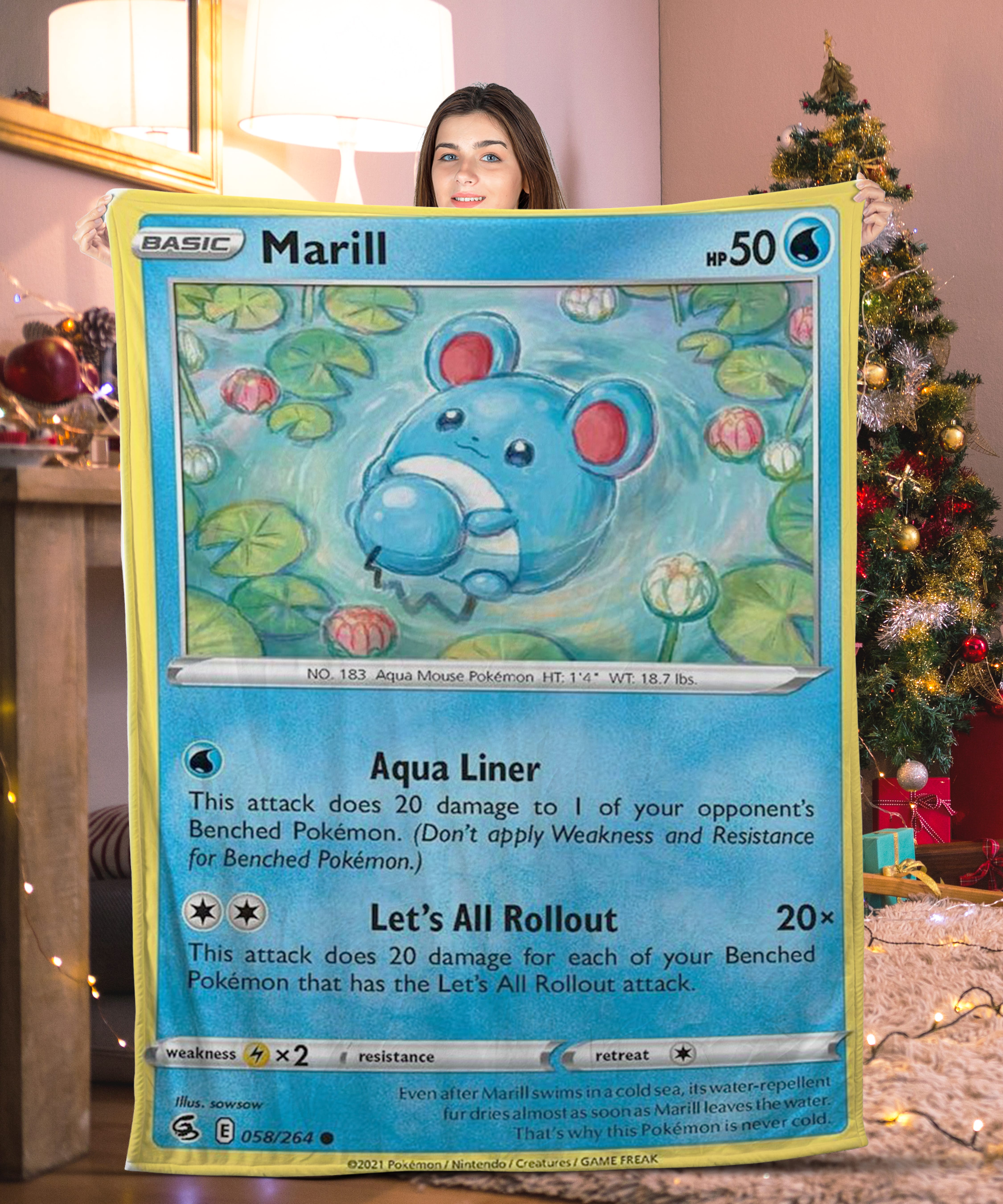 Pokemon Marill Pokemon Card Blanket