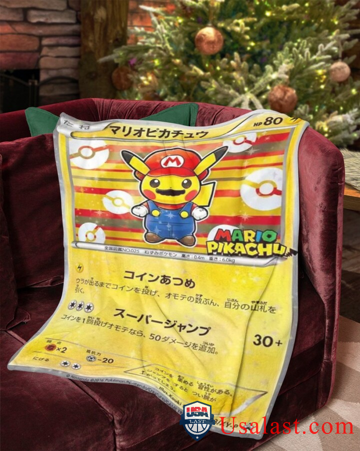 Pokemon Mario Pikachu Japanese Fleece Blanket