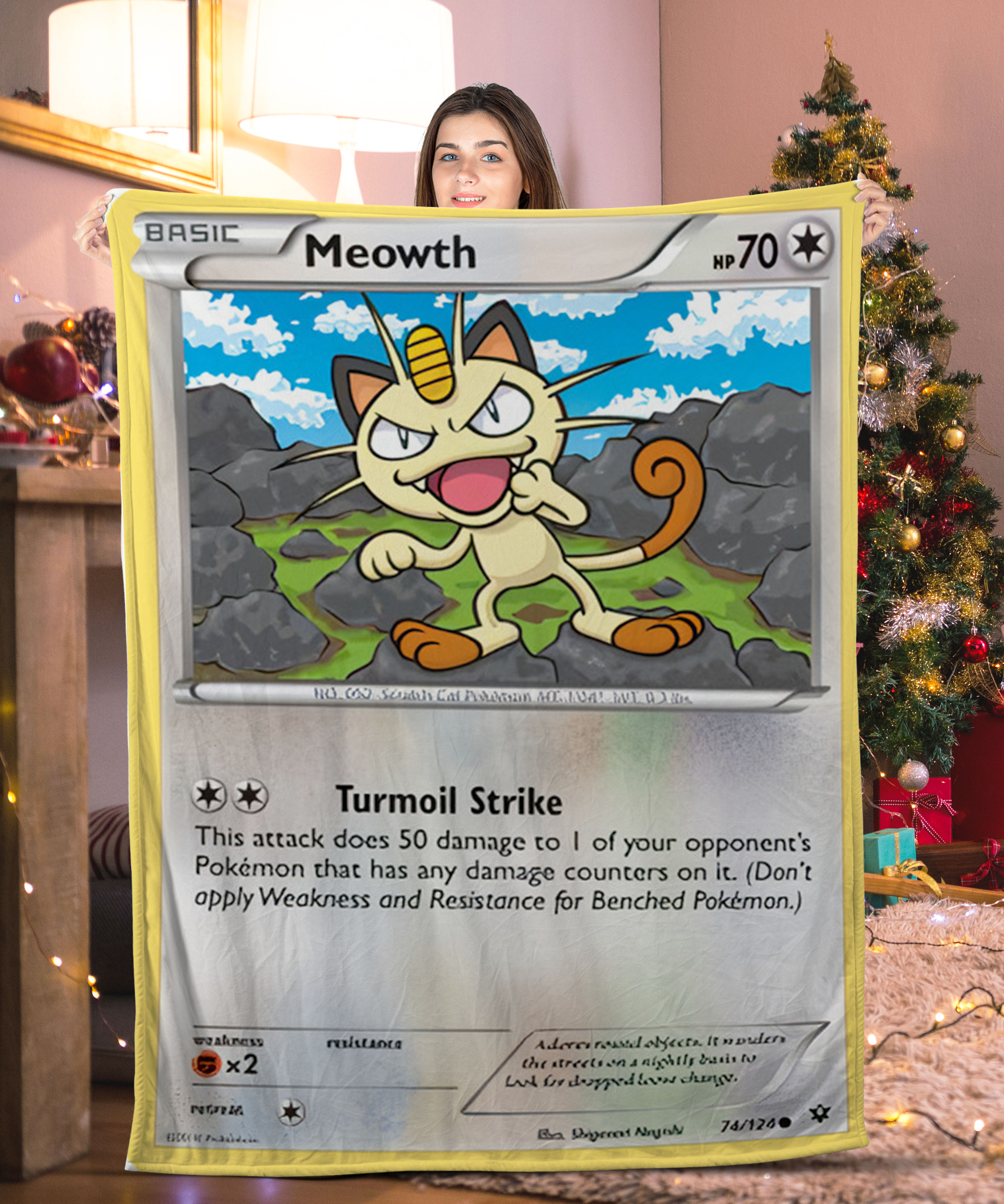 Pokemon Meowth Pokemon Card Blanket