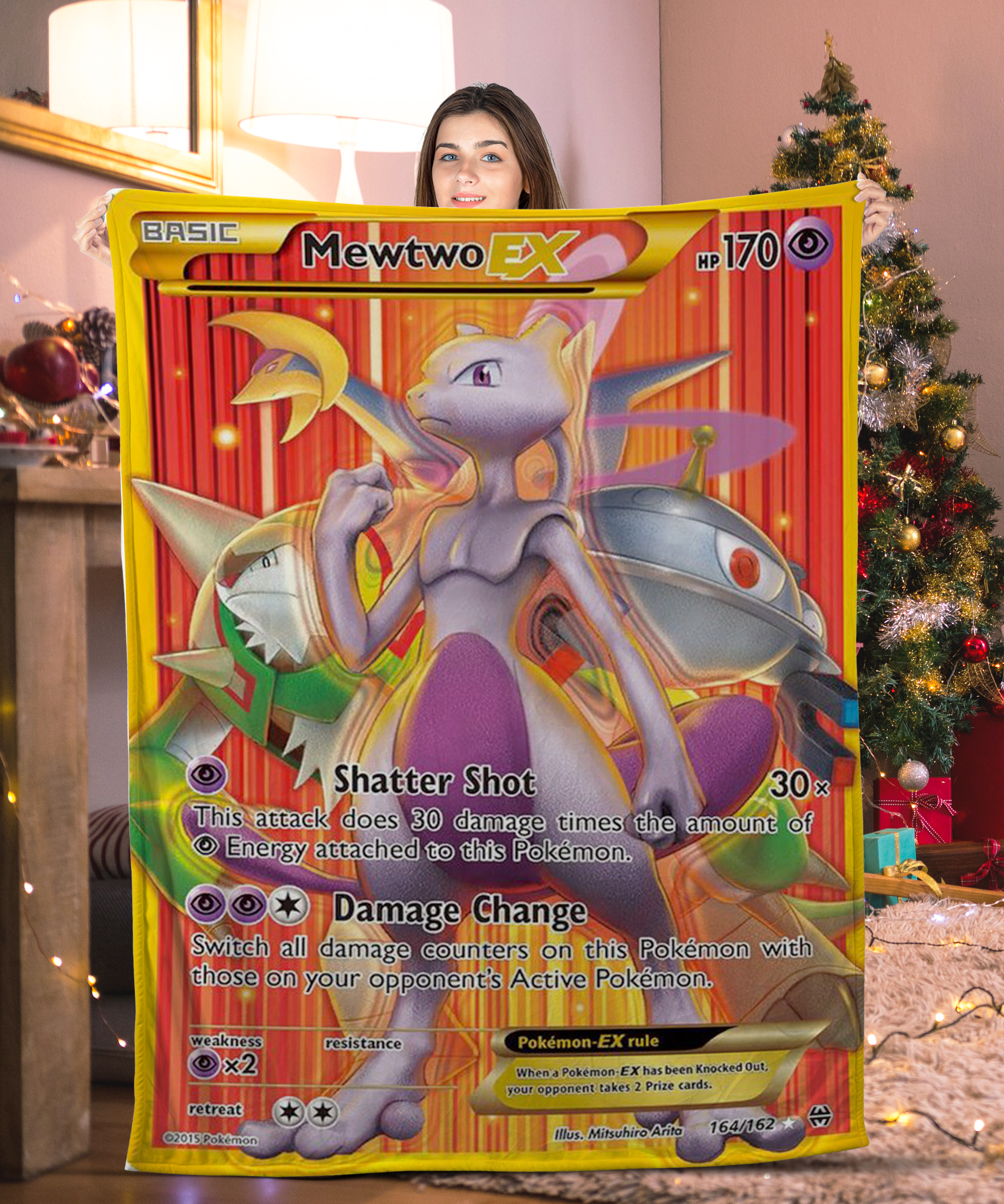 Pokemon  Mewtwo EX Pokemon Card Blanket