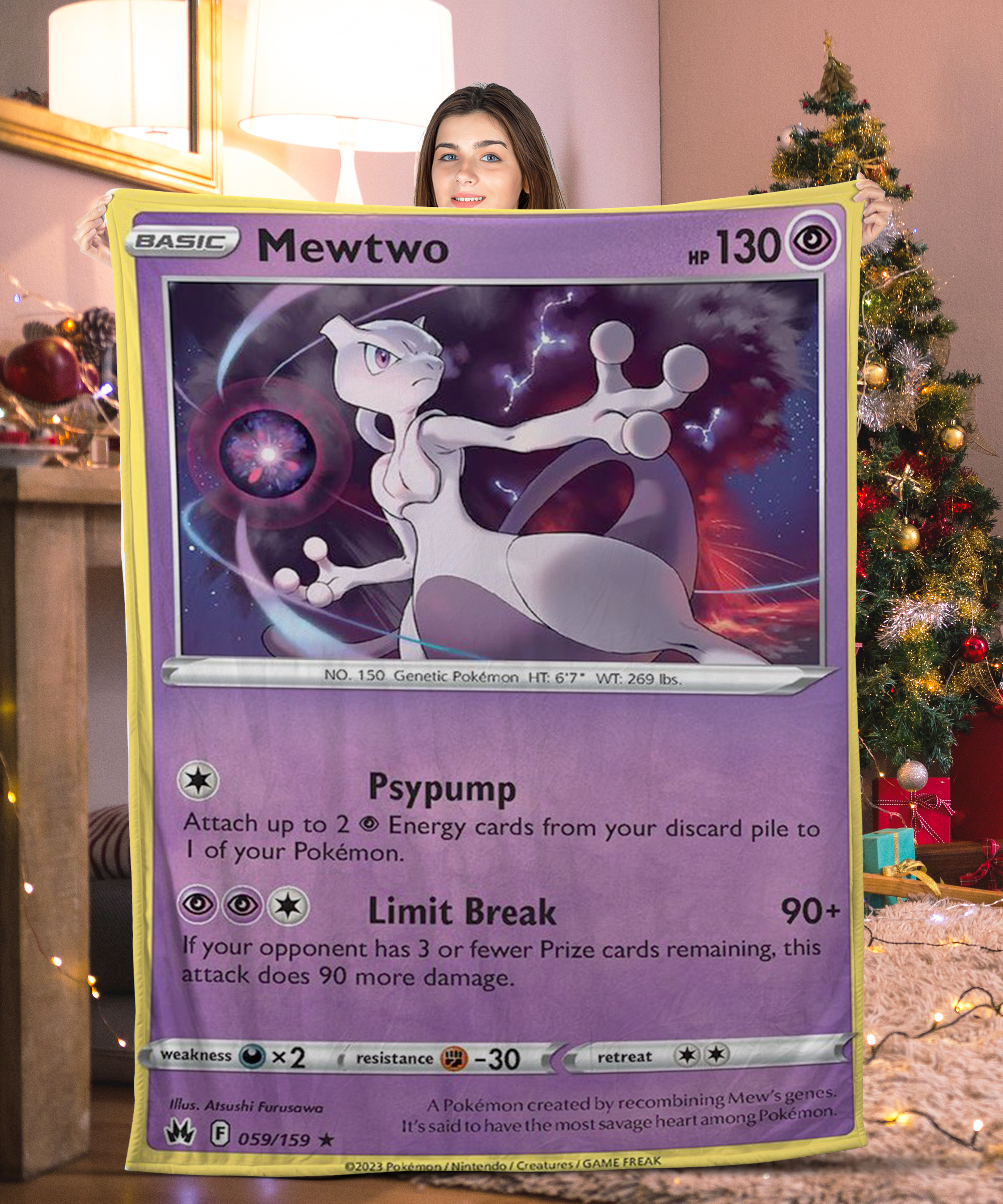 Pokemon Mewtwo Pokemon Card Blanket