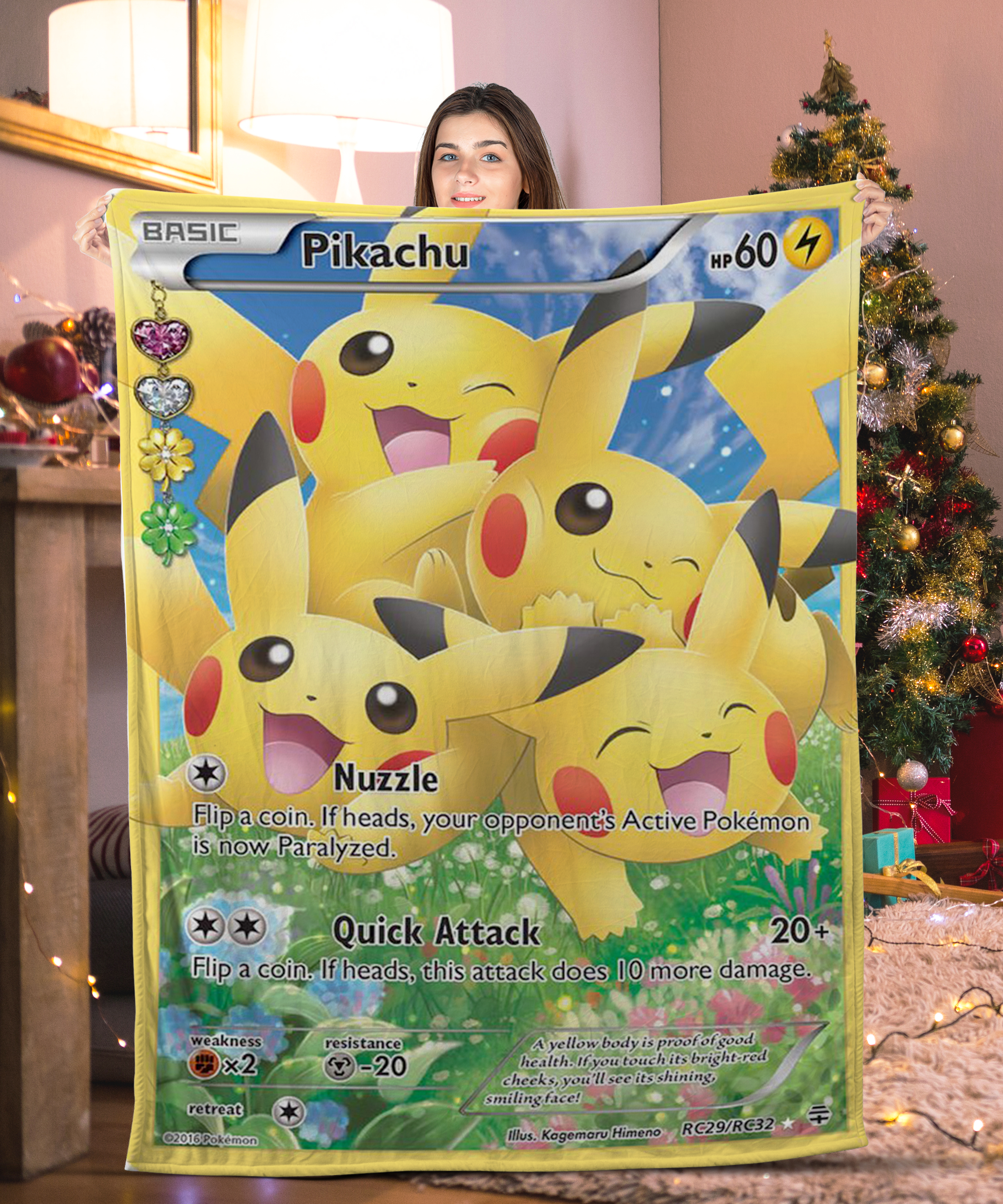 Pokemon Pikachu Basic Pokemon Card Blanket