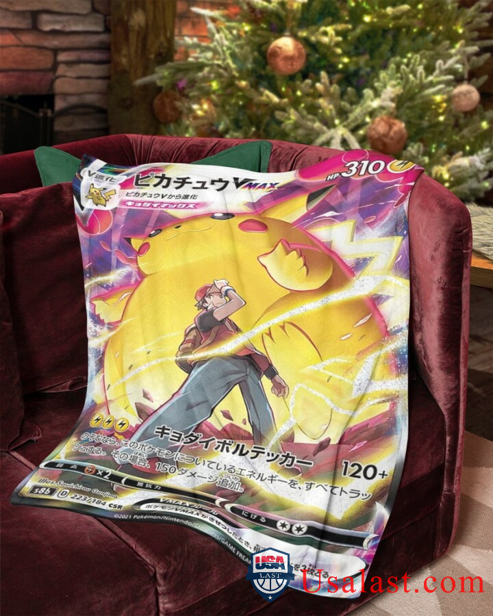 Pokemon Pikachu Vmax With Trainers Fleece Blanket
