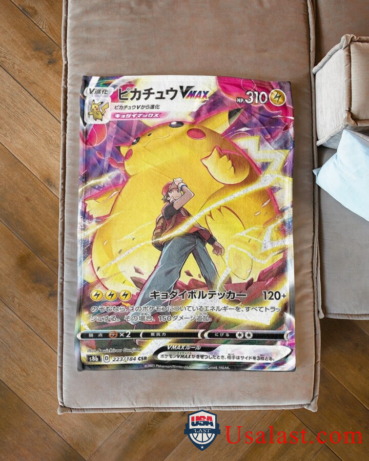 Pokemon Pikachu Vmax With Trainers Fleece Blanket Pokemon Pikachu Vmax With Trainers Fleece Blanket