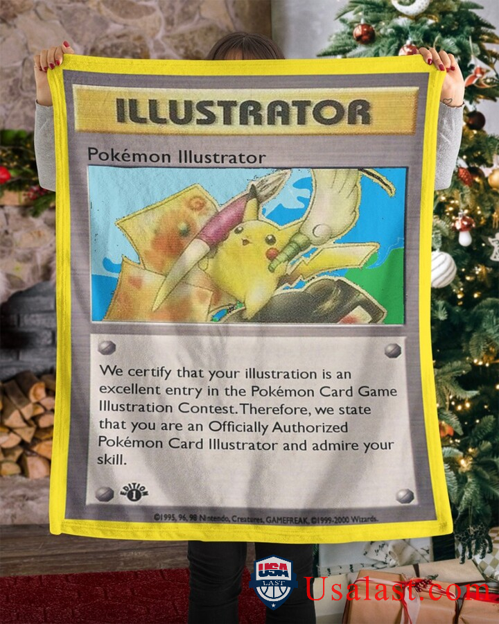 Pokemon Pikchu Illustrator Fleece Blanket