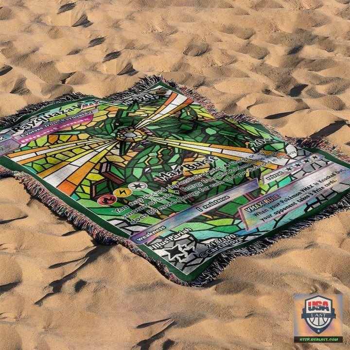Pokemon Rayquaza Stain Glass Custom Woven Blanket