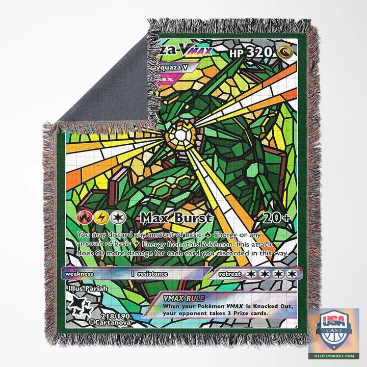 Pokemon Rayquaza Stain Glass Custom Woven Blanket Pokemon Rayquaza Stain Glass Custom Woven Blanket