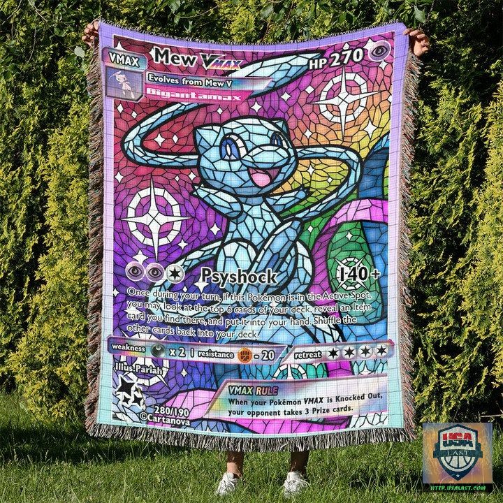 Pokemon Shiny Mew Stain Glass Custom Woven Blanket