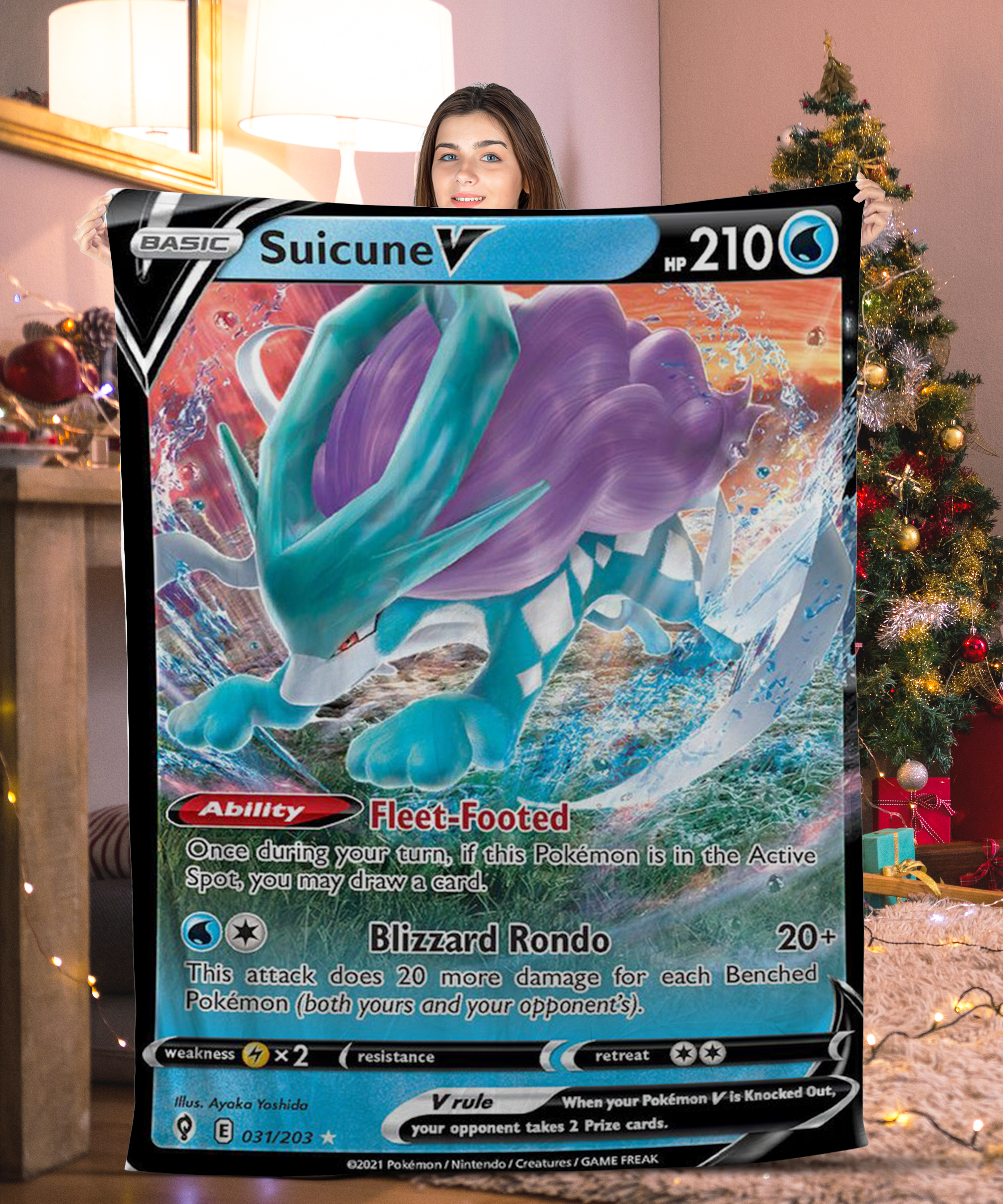 Pokemon Suicune V Pokemon Card Blanket