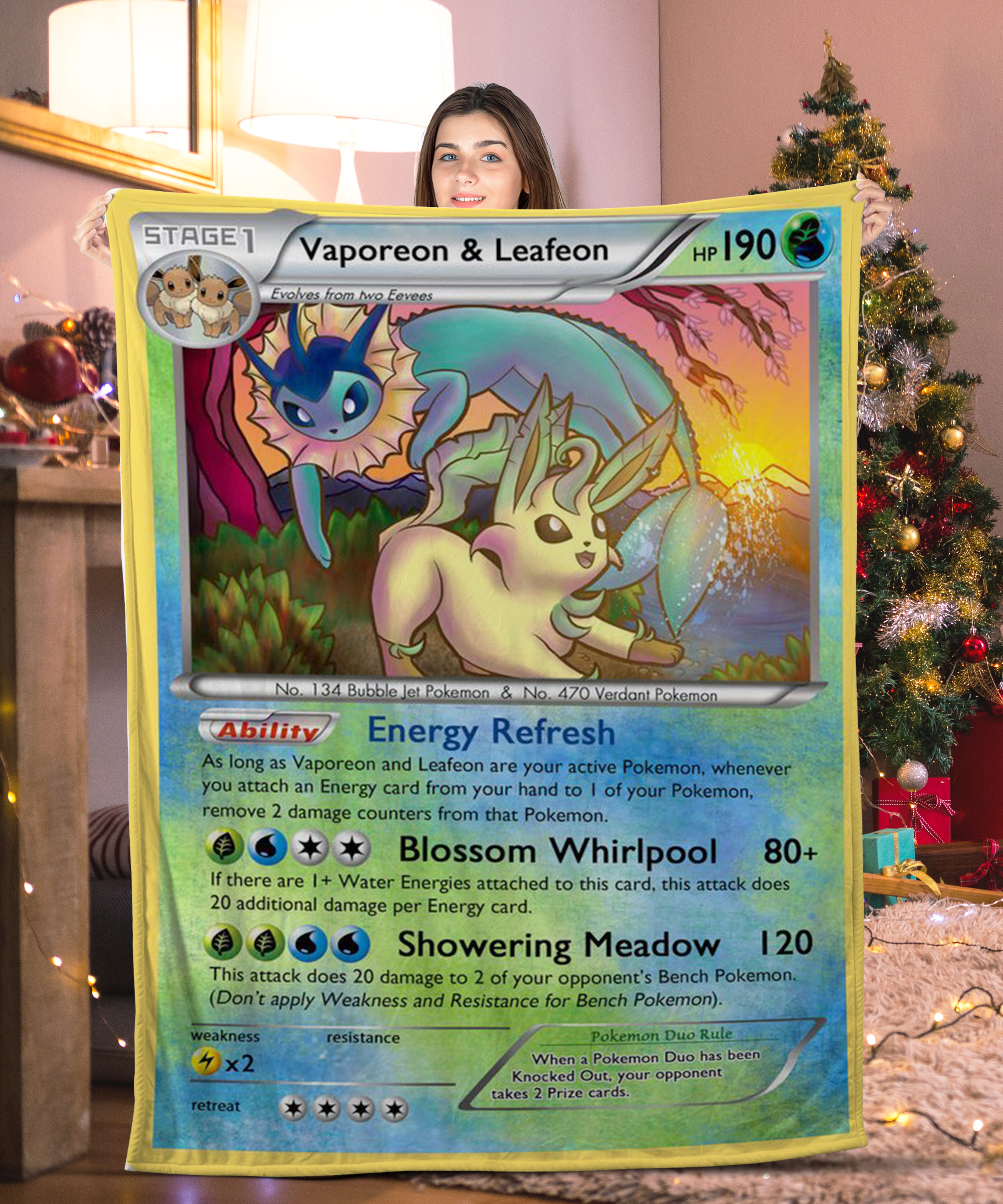 Pokemon Vaporeon & Leafeon Pokemon Card Blanket