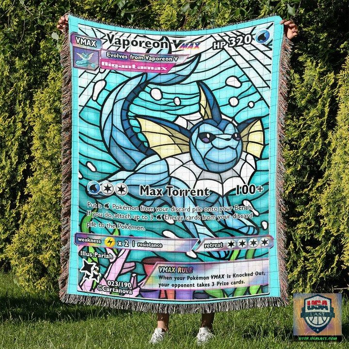 Pokemon Vaporeon Stain Glass Custom Woven Blanket