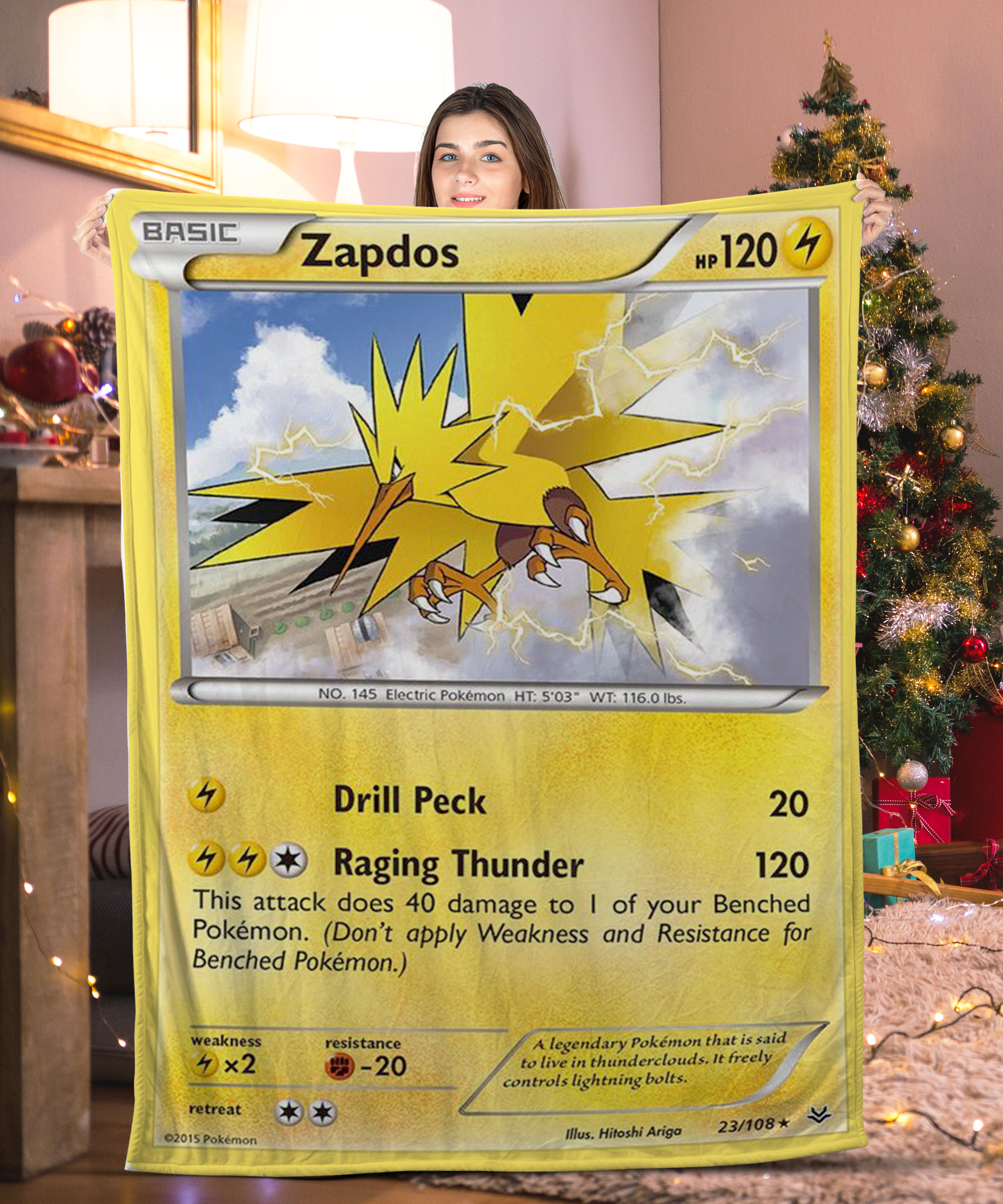 Pokemon Zapdos Pokemon Card Blanket