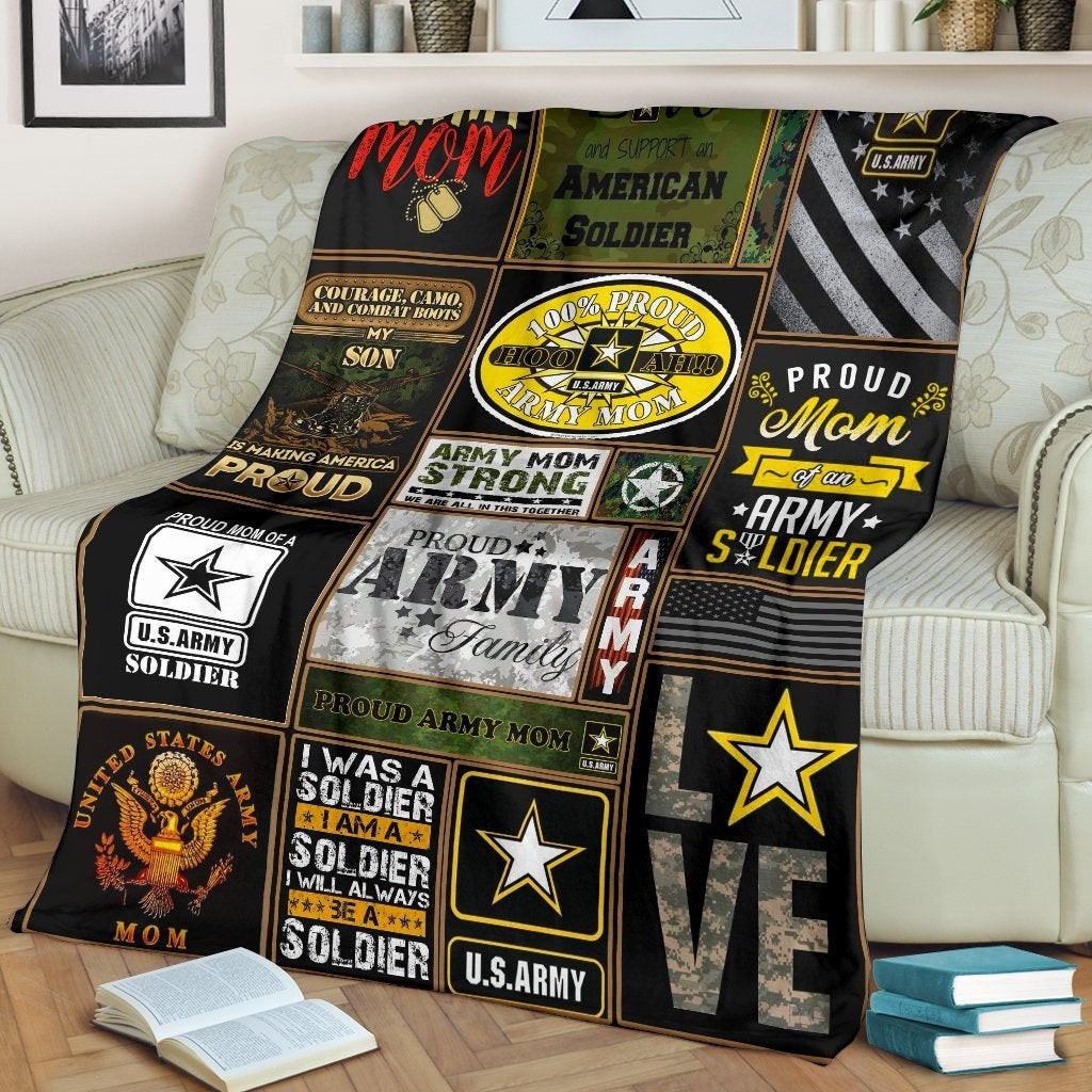 Proud Mom Of An Army Soldier US Army Throw Blanket