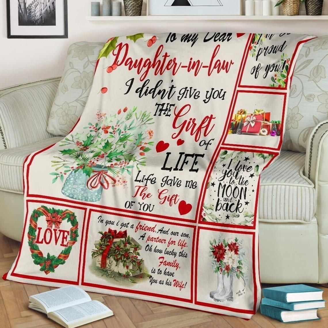 Red And To My Dear Daughter In Law Flower Throw Blanket