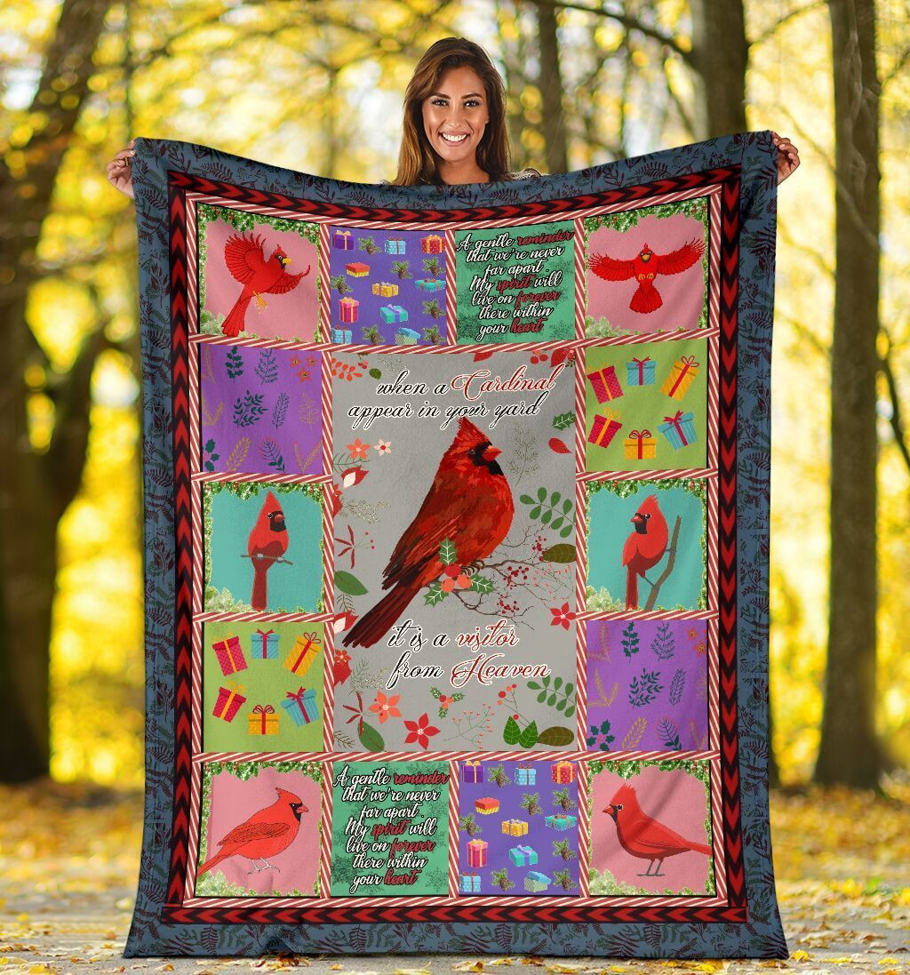 Red Cardinal Bird It’s Visitor From Heaven Throw Blanket