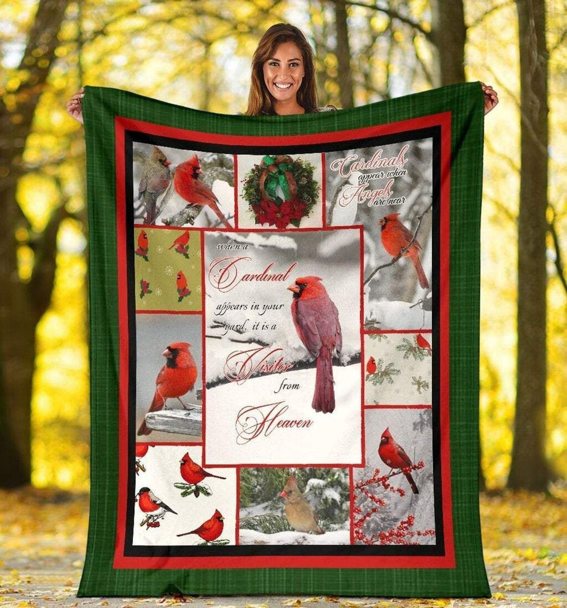 Red Cardinal Birds Perched On Tree Winter Day Throw Blanket