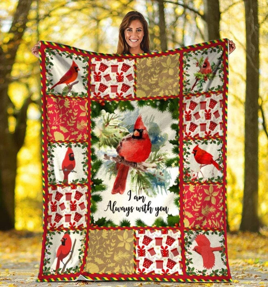 Red Cardinal I Am Always With You Gift For Lover Throw Blanket