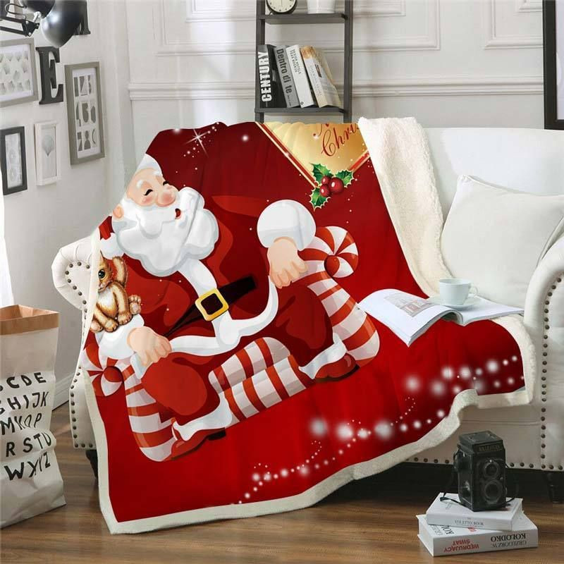 Red Christmas Theme With Snowman Sitting On A Sofa Throw Blanket