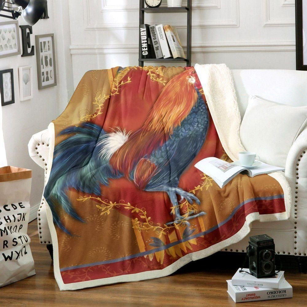 Rooster Plant Circle Background Throw Blanket