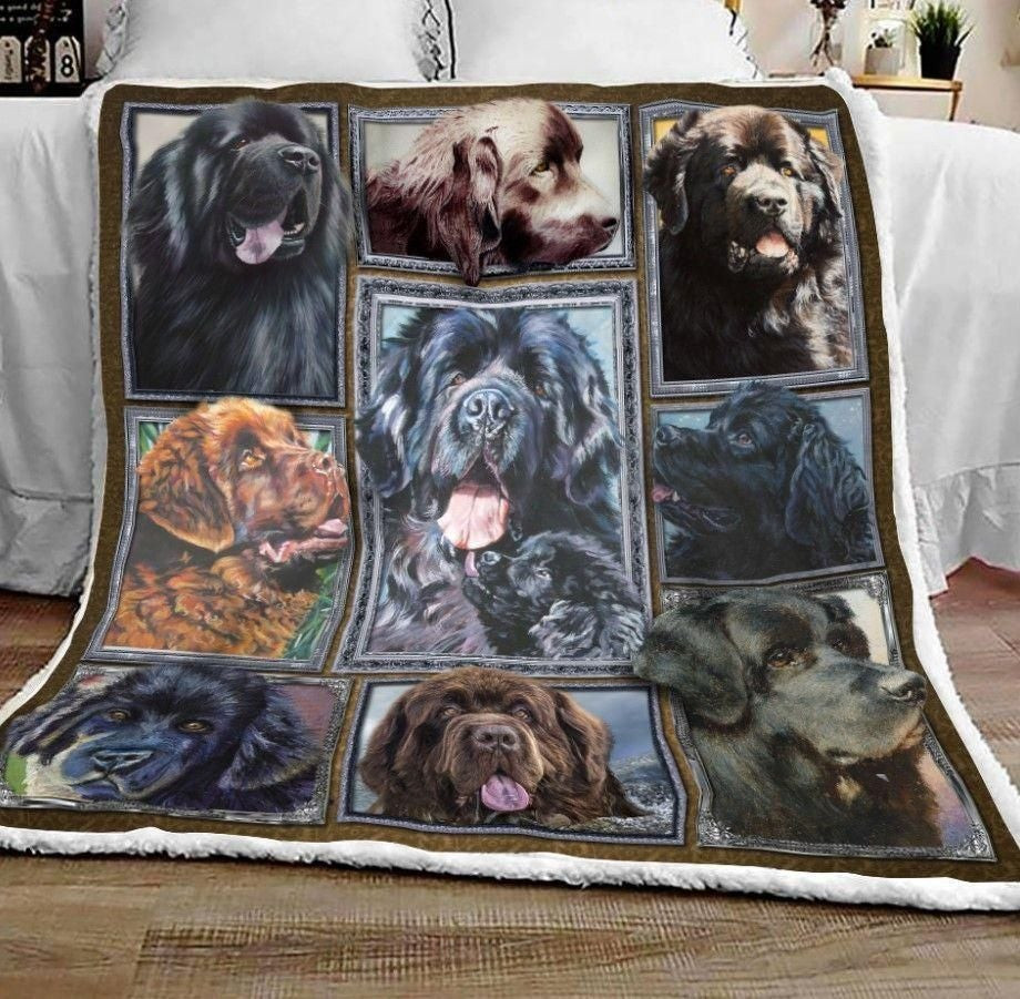 Sad Newfoundland Alone Frames Pattern Throw Blanket