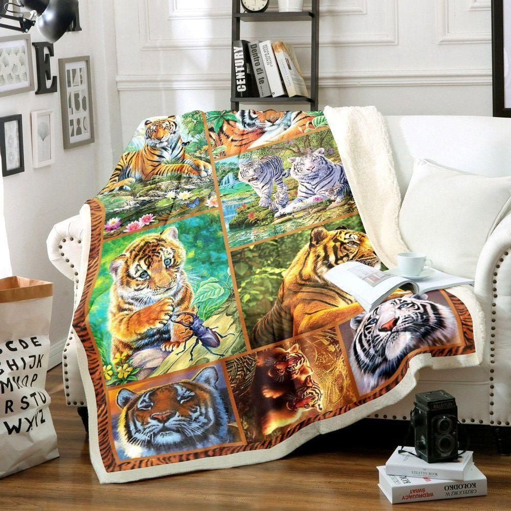 Sad Tiger Best Memories Pattern Throw Blanket