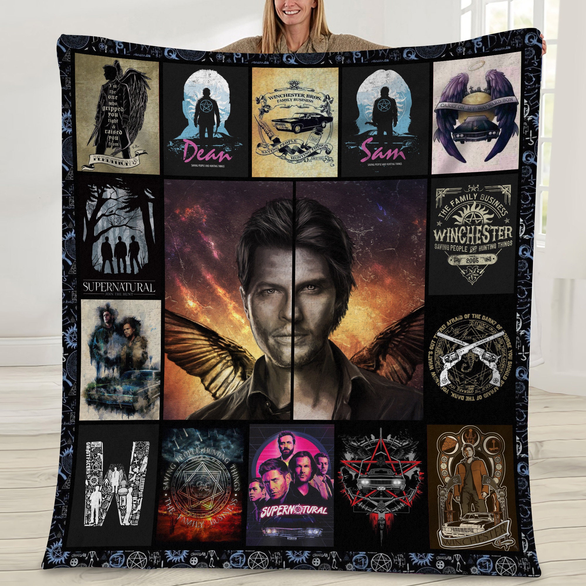 Sam Dean Winchester Supernatural TV Show Clasic Movie Blanket