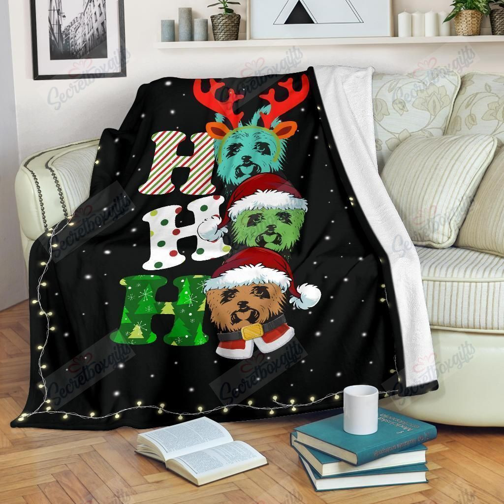 Santa Claus Laugh Christmas Yorkshire Terrier Throw Blanket