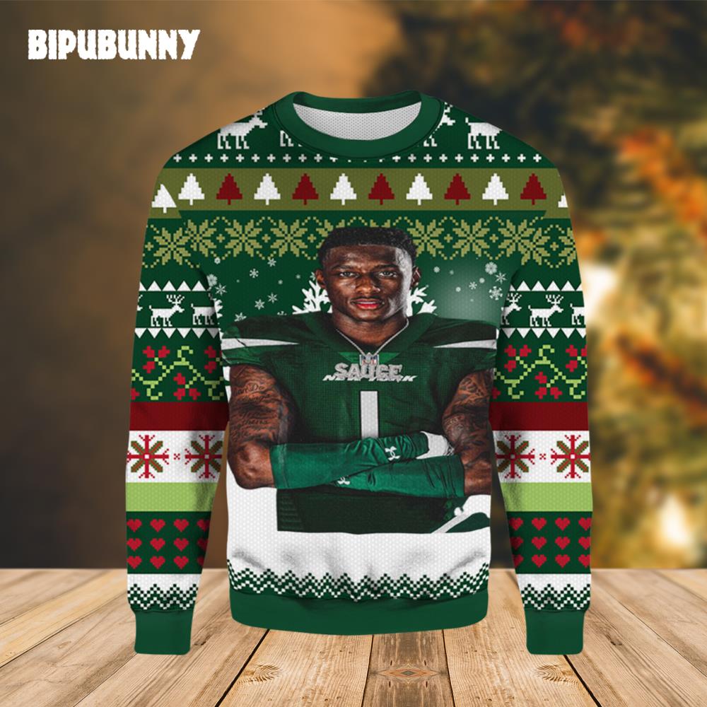 Sauce Gardner New York Jets Ugly Christmas Sweater