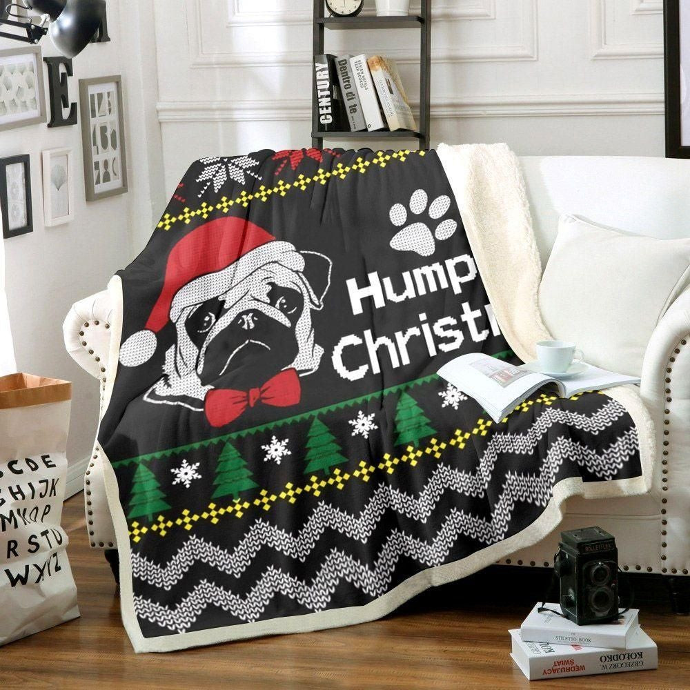 Save The Date Pug Christmas Knitted Ornate Throw Blanket