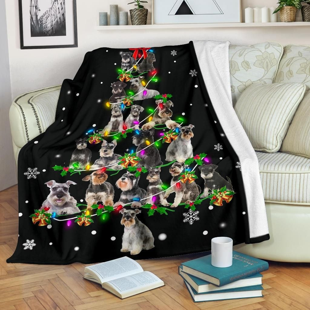 Schnauzer Christmas Tree Winter Holiday Decoration Throw Blanket