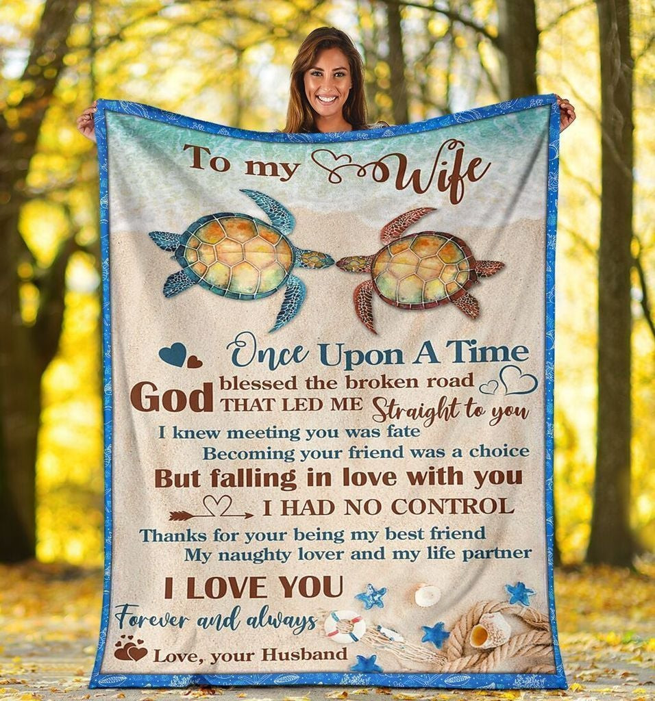 Sea Turtle Tortoise Beach Gift For Wife I Love You Throw Blanket