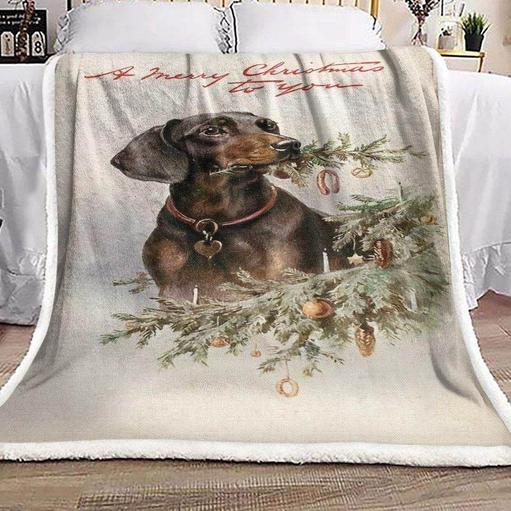 Seasonal Animal Dachshund Dog Art Christmas Throw Blanket