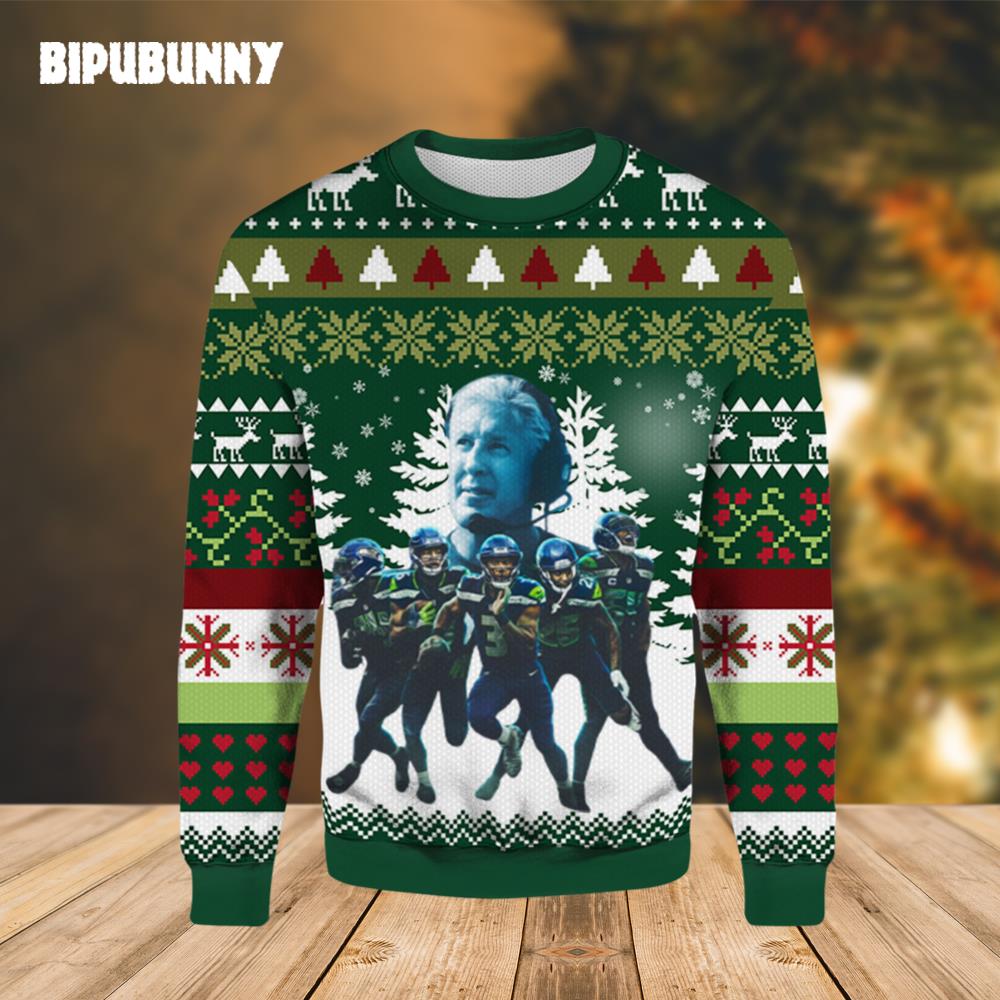 Seattle Seahawks And Coach Ugly Christmas Sweater