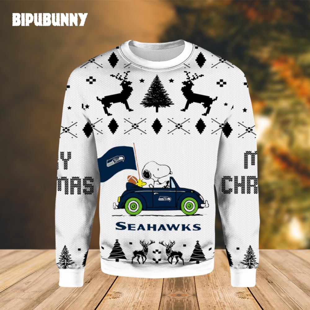 Seattle Seahawks Snoopy Ugly Christmas Sweater 2