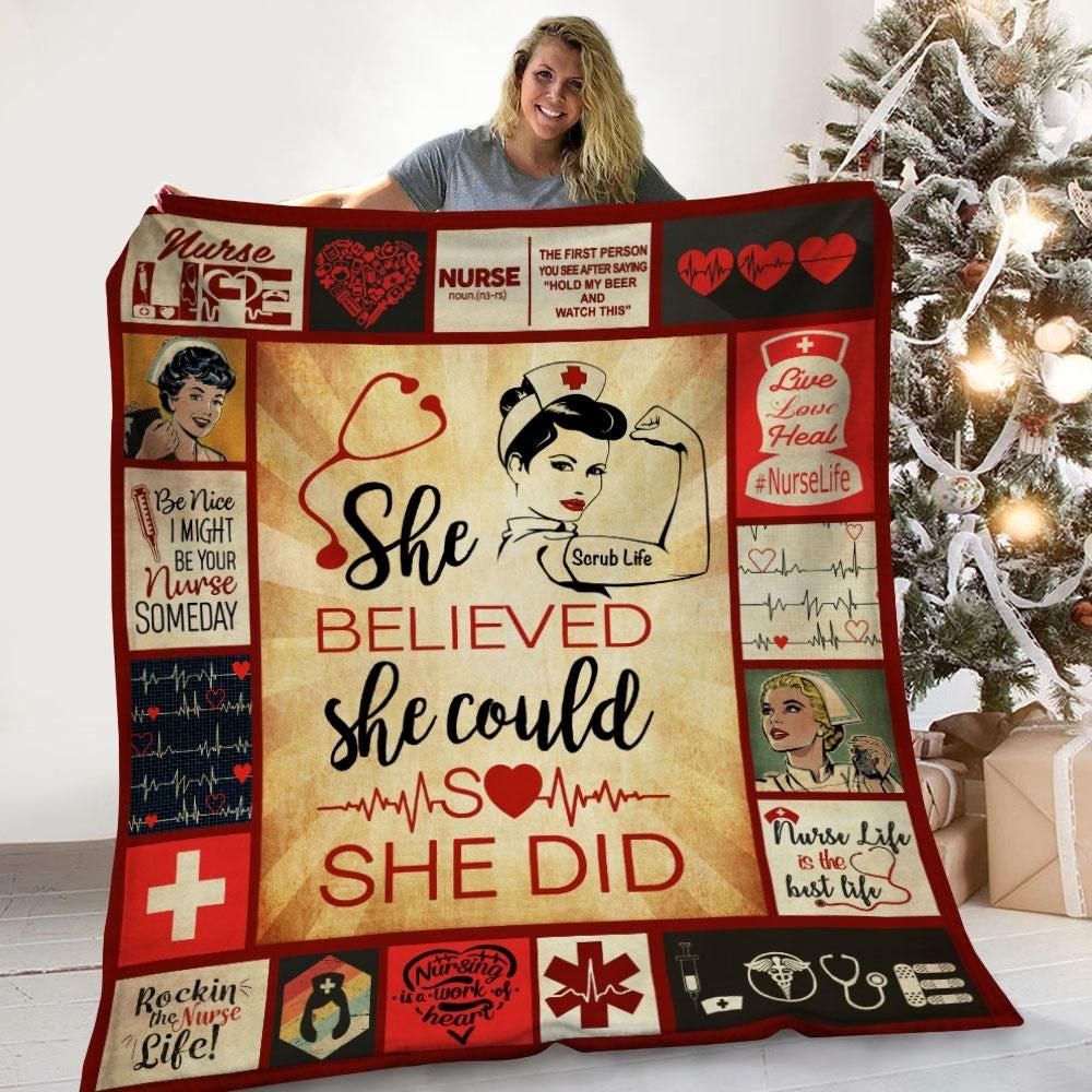 She Believed She Could So She Did Nurse Throw Blanket