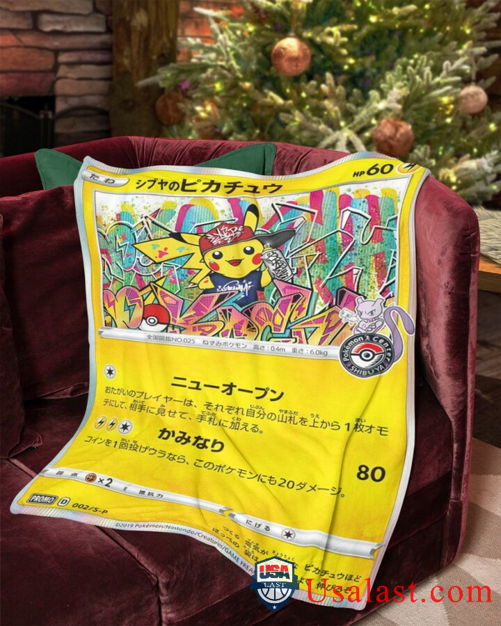 Shibuya Pikachu Pokemon Fleece Blanket