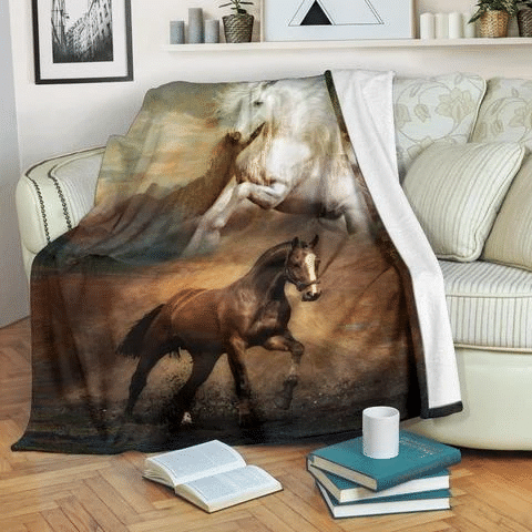 Sketching Brown And White Horse Throw Blanket