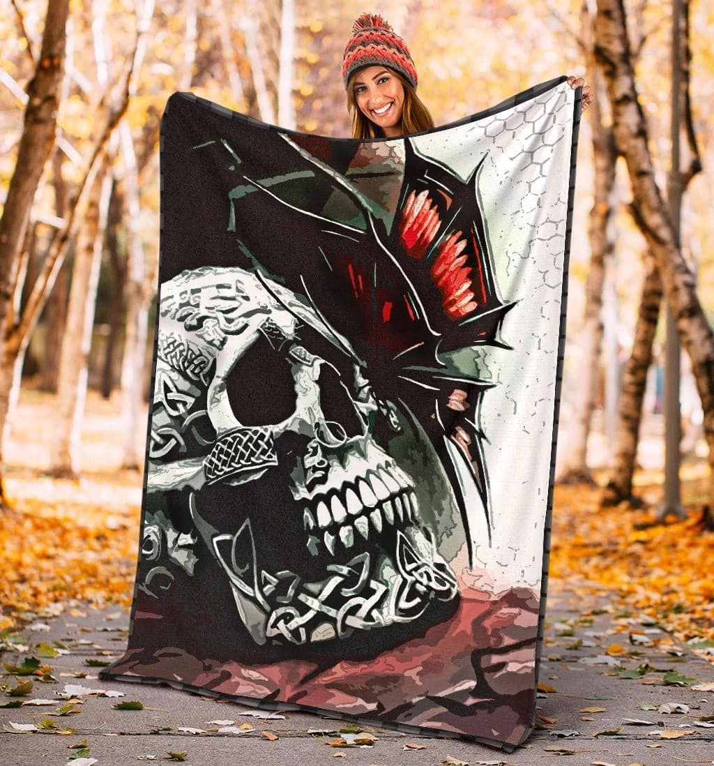 Skull Tattoo Life Bat Throw Blanket