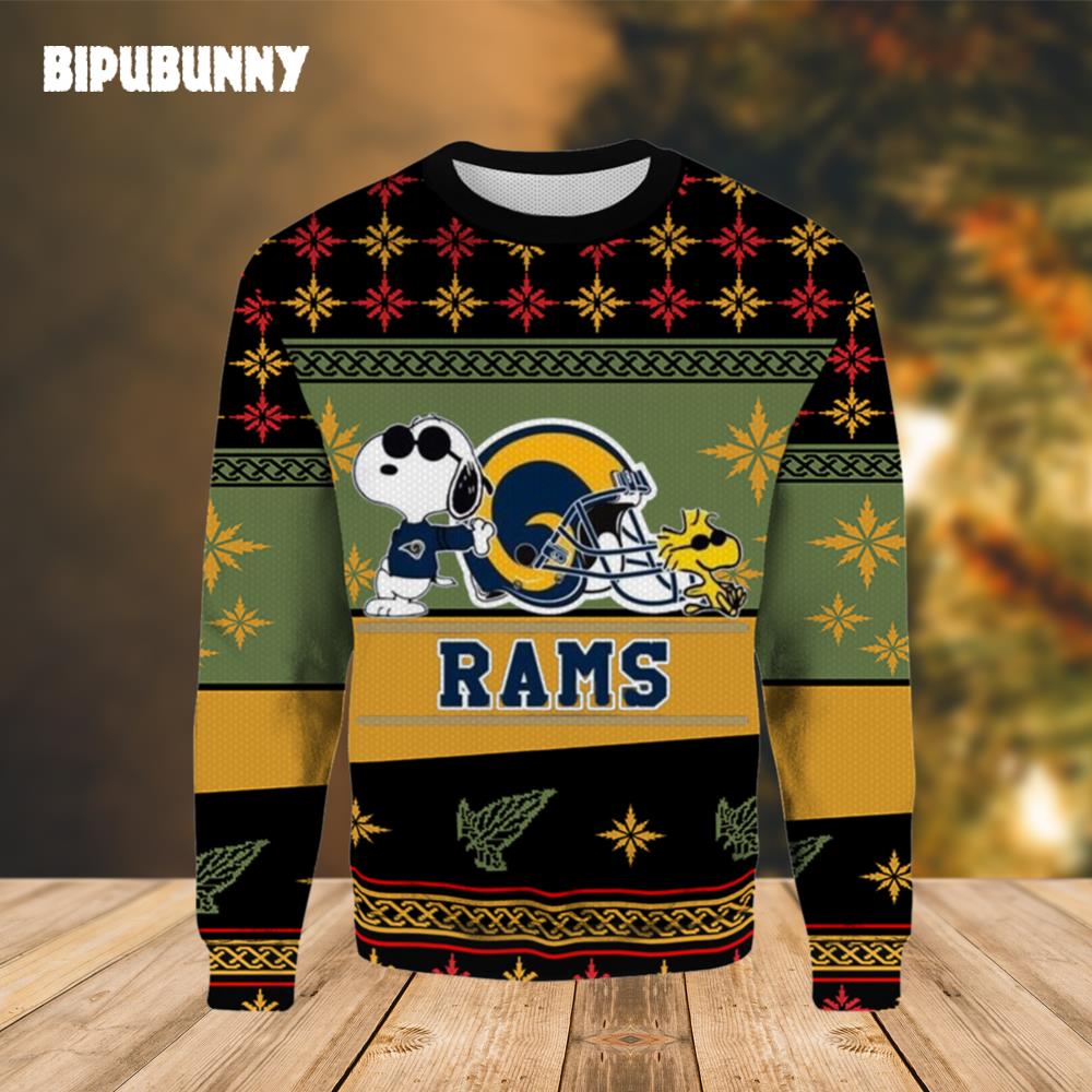 Snoopy and Woodstock Los Angeles Rams Ugly Christmas Sweater