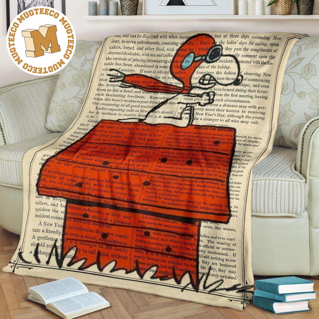 Snoopy The Red Baron Riding Fleece Blanket For Bedding Decor