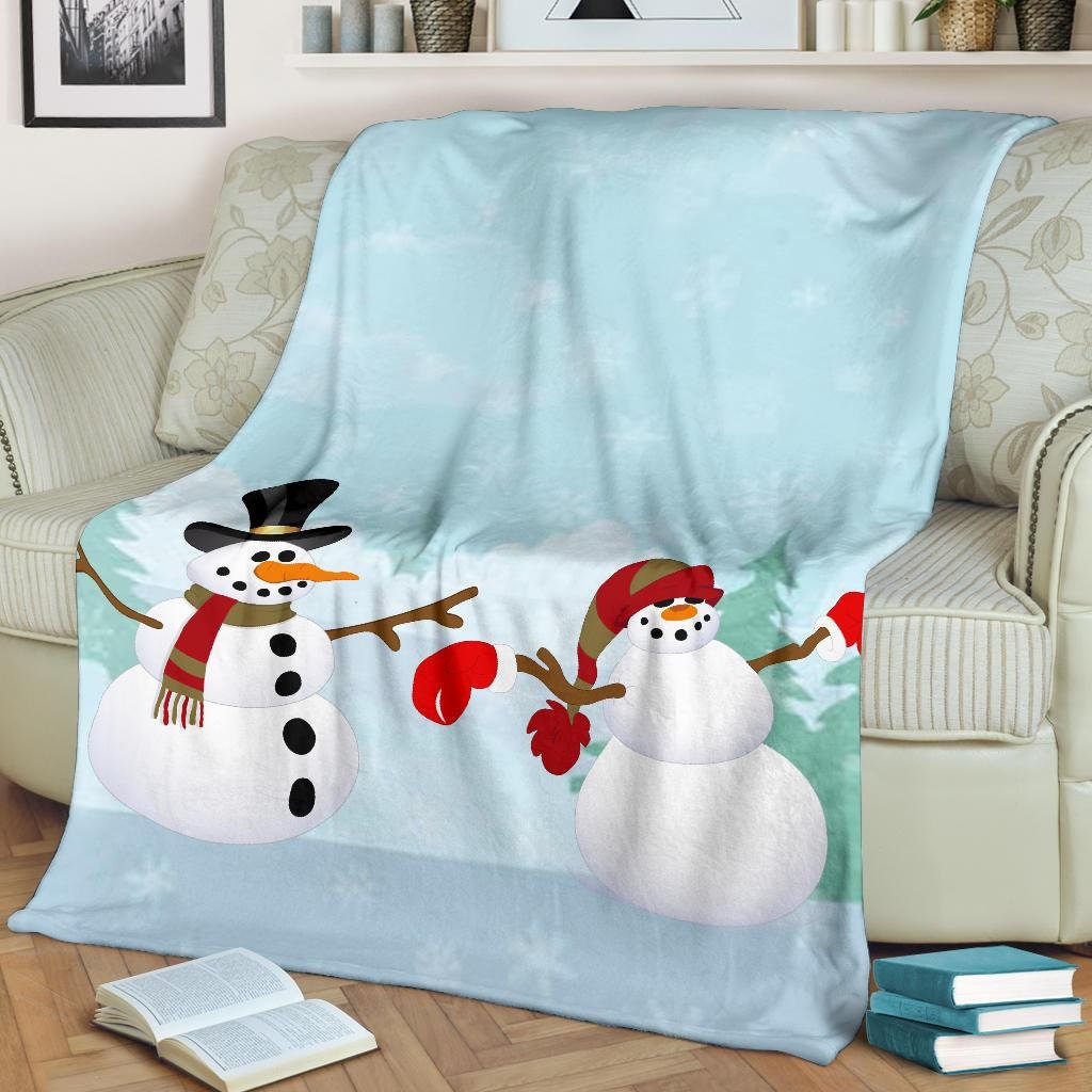 Snowman Friends Fleece Christmas Throw Blanket