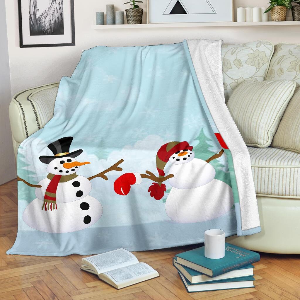 Snowman Friends Fleece Christmas Throw Blanket