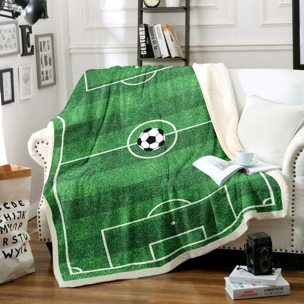 Soccer On Stadium Background Throw Blanket