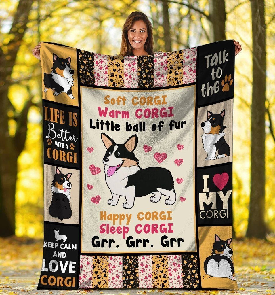 Soft Corgi Warm Corgi Little Ball Of Fur Corgi Dog Lover Throw Blanket