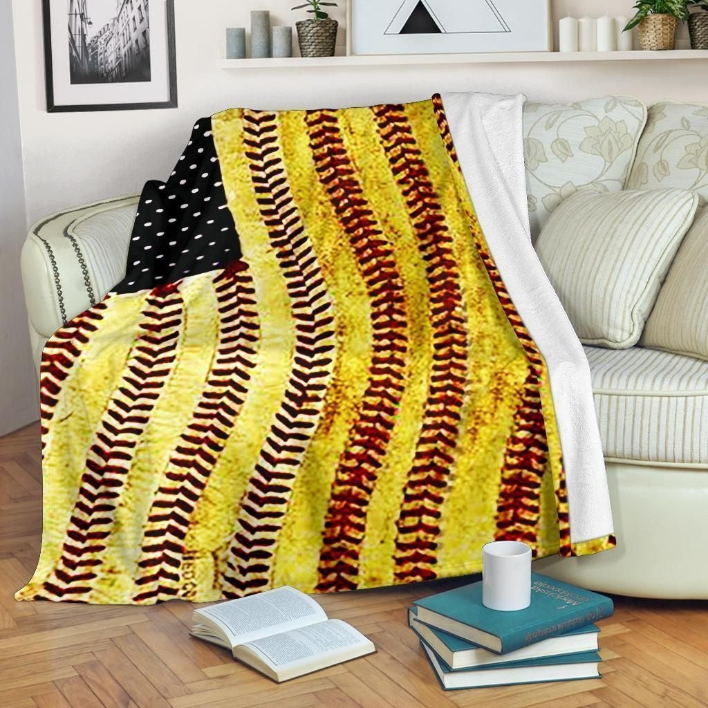 Softball Red And Yellow Pattern Throw Blanket