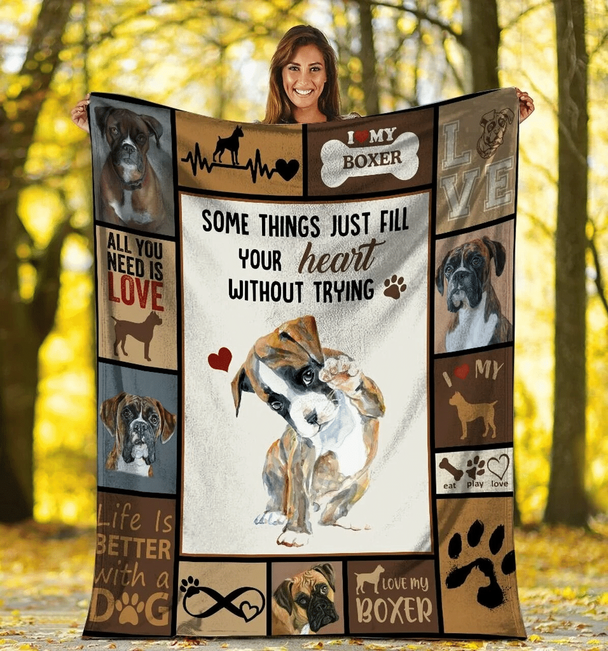 Some Things Just Fill Your Heart Boxer Dog Gift For Dogs Lover Throw Blanket